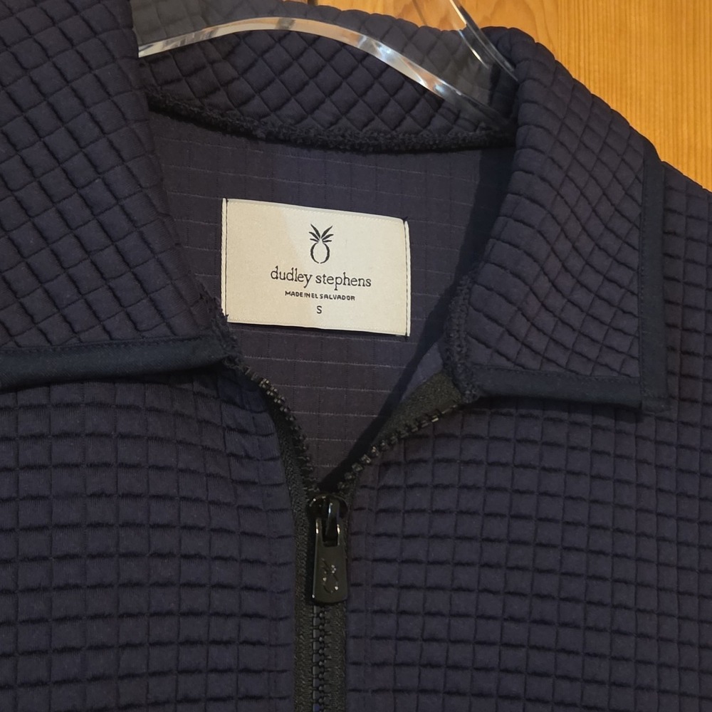 Dudley Stephens Ava Dress Small Navy Blue Waffle Quarter Zip Sleeveless Pockets - Picture 3 of 9